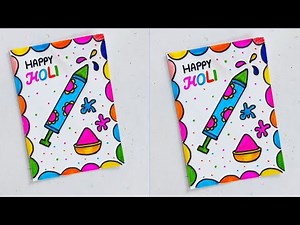 Easy & Beautiful white paper Happy Holi Card making |DIY Happy holi greeting Card|holi card