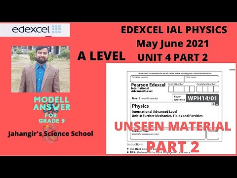 EDEXCEL IAL A LEVEL PHYSICS || 2021 || UNIT 4 ||UNSEEN MATERIAL|| COMPLETE SOLUTION || PART 2
