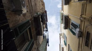 Typical old streets of the ancient city of Naples in Italy. Historic center of Naples