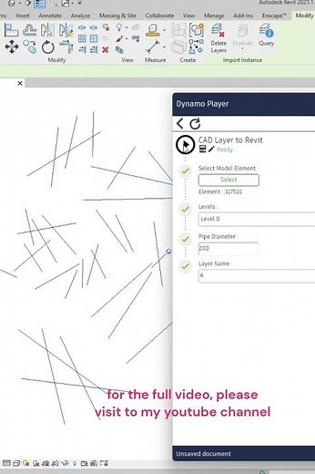 R003.CAD lines to Revit Pipes by using Dynamo #autodesk #dynamo #revit_mep #revit #revitbim