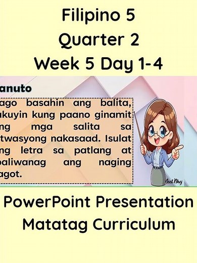 Filipino 5 Matatag Curriculum PowerPoint Presentation Quarter 2 Week 5 Day 1-4 #grade5matatag #ppt