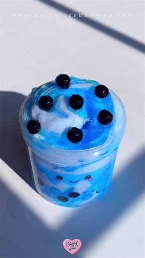 Give this slime a name WITHOUT using the word BLUEBERRY! 🫐🧋 Shop is now OPEN 💖 First 10 orders today will receive a free mystery 6oz slime with their order 🎁 This is Frozen Blueberry Boba, a super sizzly icee slime scented sweet blueberries x sweet milk tea 🥰 #oddlysatisfying #asmr #satisfy #goodtime #fypシ
