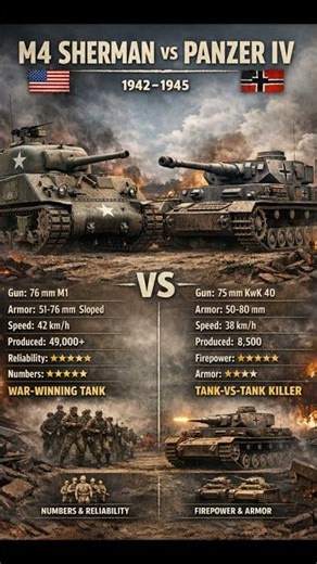 M4 Sherman vs Panzer IV - Which Tank Actually Won? #ww2 #tankduel #shorts