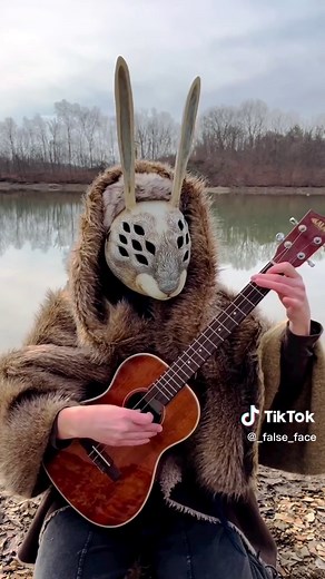 Musical Rabbit Mask Art - Water Music on Baritone Ukulele