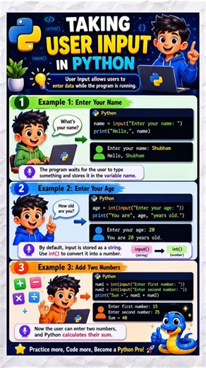 Taking User Input in Python | Python Input Function Explained 🐍 | Python for Beginners#python#shorts