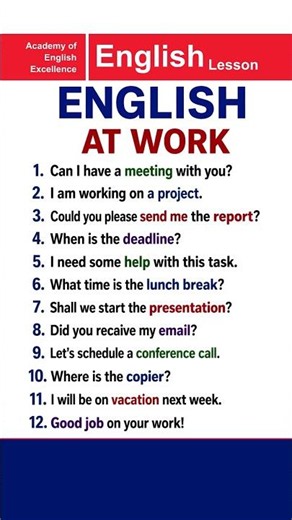 English at Work | Beginners to Advanced Level | Academy of English Excellence #english