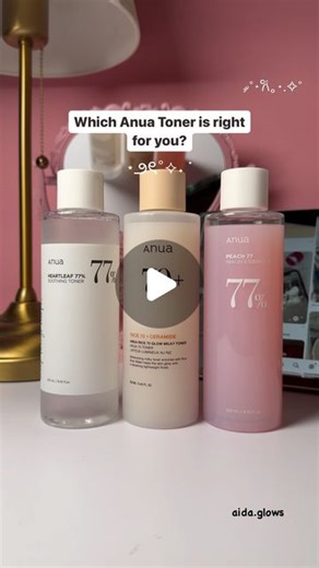 Aida on Instagram: "Which Anua Toner is best for you? 🎀🛁✨ Products shown: @anua.skincare Heartleaf 77 Soothing Toner @anua.skincare_usa Rice 70 Milky Toner @anua.skincare Peach Niacin Toner Which one would you choose? 🌸 Available on yesstyle: use code AIDAROMA1 to save $$ . . . . . . . . . . . . Tags 🏷️ skincare, korean skincare, beauty essentials, beauty must haves, kbeauty, jbeauty, girly things, clean girl, cleansers, serums, self love, aesthetic, skincare vanity, combination skin, pinter
