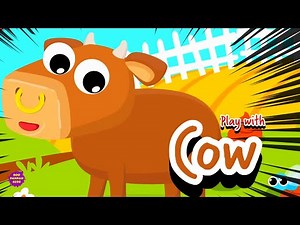 Candybots Play with Farm Animals: Learning About Cow | Boopanpankids