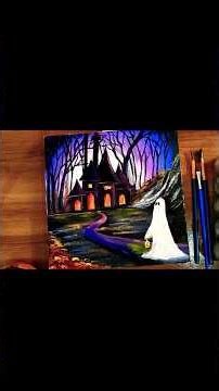 Horror scenery painting with acrylic colour on canvas. #acrylicpainting #viral