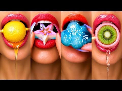 asmr 30 MINUTES FOR SLEEP EMOJI FOOD 🐰🦄🦋🧸🥝| CHALLENGE mukbang eating sounds | Kashi Asmr