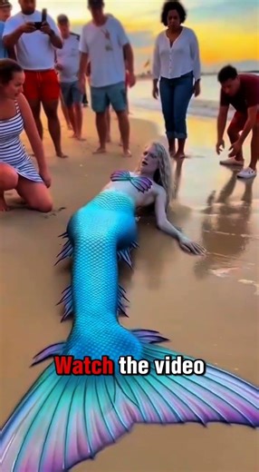 A mermaid stranded on the beach