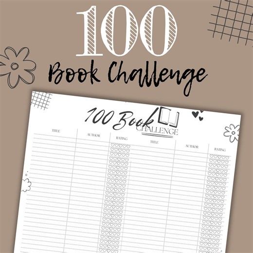 Printable 100 Book Challenge Reading Tracker | Reading Log & Book List | Kids, Teens or Adults | Reading Goal Tracker | Instant Download PDF - Etsy