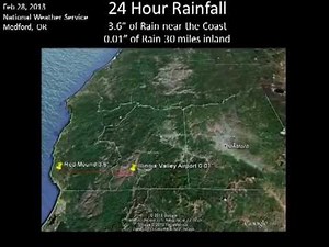 Example of Rain Shadow Effect for Southern Oregon