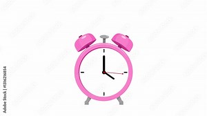 Pink alarm clock ringing isolated on alpha channel transparent Background. Perfect for time management, mornings, punctuality, productivity concepts