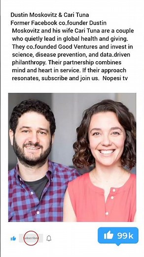 Dustin Moskovitz & Cari TunaFormer Facebook co‑founder Dustin Moskovitz and his wife Cari Tuna are