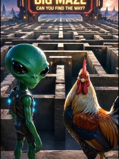 Big Maze Challenge: Alien vs Rooster Adventure #ytshorts