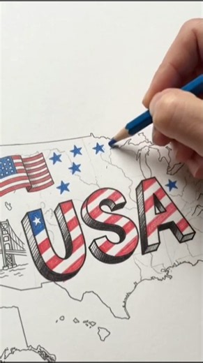 🗺️ Drawing a Detailed Map of the USA #shorts #shortsfeed