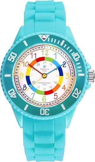 Alienwork Kids Lernuhr Kinderuhr Jungen Mädchen Zeit Lernen Wasserdicht 5 ATM