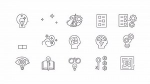 Conjunto de animaciones creativas. Idea generación iconos de línea animados. Fuera de la caja. Solución innovadora. Ilustraciones negras sobre fondo blanco. Vídeo HD con canal alfa. Gráfico de movimiento