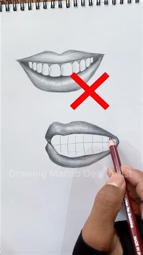 How To Draw Lips With Tooth | Lips Drawing Tutorial #lips #drawing #tutorial #trending #shorts