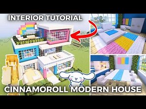 Building the CUTEST Cinnamoroll Modern house Interior in Minecraft!