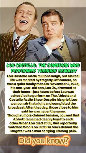Lou Costello: The Comedian Who Performed Through Tragedy