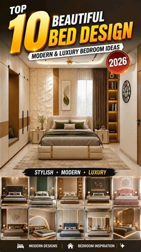 Top 10 Beautiful Bed Designs 2026 😍 | Modern & Luxury Bedroom Ideas 🛏️ #shorts #bed #design #2026