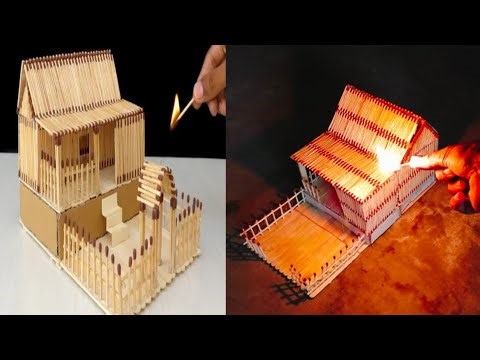 Make matchstick house fire at home | Match Stick house new design