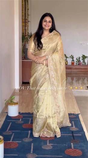 Handloom Emporium | Handloom Silk Sarees | That one Golden Saree ✨✨✨ In frame: Gold Tissue Silk Saree with Zardozi Work Shop now only on www.handloomemporium.com Link in Bio ✨... | Instagram