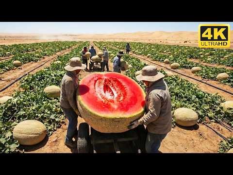 Close up Of A New Red Flesh Melon Variety Grown In The Sahara Desert – Stunning View