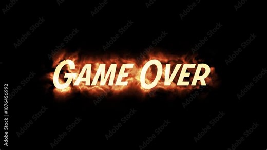 Glowing Game Over Text on Black Background.