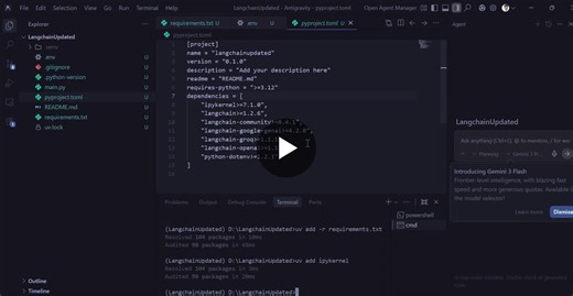 Setting up Agentic AI Project in Antigravity IDE with UV Package Manager | Srikanth Reddy posted on the topic | LinkedIn