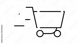 Animated Fast moving shopping cart icon suitable for e-commerce websites, online stores, shopping apps, and retail marketing campaigns. Perfect for digital design.