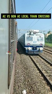 Ac Vs Non Ac Emu Local Train Crossing 🔥 #railway #aclocal #crossing #reels #reelsfb #viral #trending #video #WEAREOUT | We Are Out Railfans
