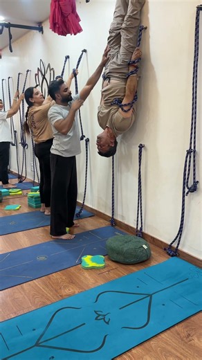 Inversion Pose with Rope Support | #Shorts #Yoga #Inversion #RopeYoga #AerialYoga #YogaTutorial