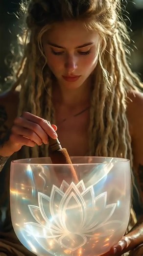 Experience the soothing resonance of a 432Hz crystal singing bowl adorned with the sacred Lotus Flower — a universal symbol of purity, rebirth, and spiritual awakening. Tuned to 432 Hz, often called the frequency of harmony, this sound is believed to support deep relaxation, emotional balance, nervous system regulation, and heart-centered awareness. The crystalline tones gently guide the mind into a meditative state while the lotus symbolism amplifies intentions of inner peace, clarity, and tran