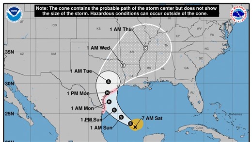 Historic storm Beryl is forecast to make 3rd landfall as hurricane in Texas. See path