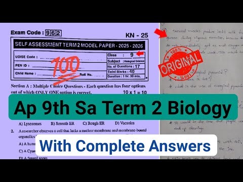 Ap 9th class Sa2 biology question paper 2026 with answers|biological science 9th Sa Term 2 paper