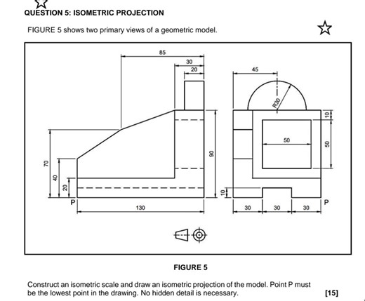 Construct an isometric scale and draw an isometric projection o... | Filo