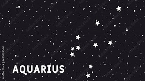 aquarius - Animated zodiac constellation and horoscope symbol wih starfield space background. aquarius signs, zodiac background.