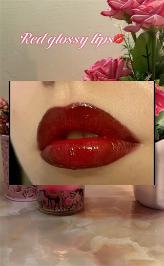 Red glossy lips💋 #makeup #lipcombooftheday #beauty #redlipstick @RevlonIndia @MARSCosmetics