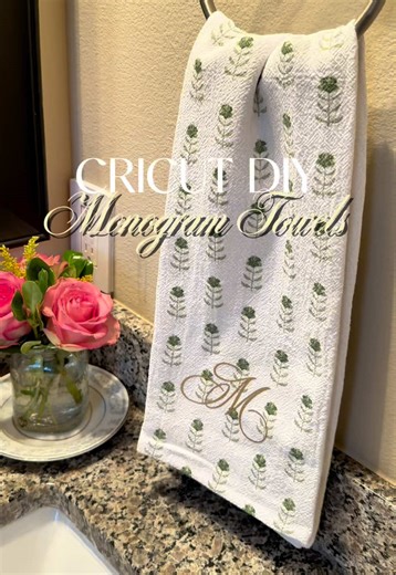 I found these cute hand towels on sale at @Walmart while I was stocking up on groceries for the ice storm! They are so cute and part of the Beautiful by @Drew Barrymore line. Even though they are technically kitchen towels, I thought they would be perfect in my guest bathroom! I wanted to personalize them - but I haven’t picked up embroidery (yet). So I decided to use heat transfer vinyl (HTV) to add our monogram to it. I love this font and have used it on a few of our home projects, but it is q