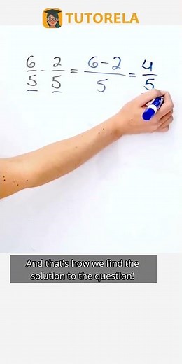 Solve 6/5 - 2/5: Simple Fraction Subtraction #Math #OperationsWithFractions #SubtractionOfFractions