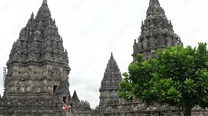 Time lapse from the Prambanan Temple, Candi Prambanan or Candi Rara Jonggrang is a 9th-century Hindu temple compound in Central Java, Indonesia