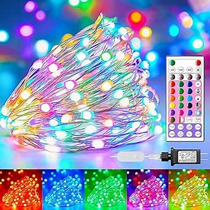 Brightown Fairy Lights Color Changing - 22 Color 66FT 200 LED Plug in String Lights with Remote, Halloween String Lights Indoor with 12 Modes, Christmas Fairy Lights for Bedroom Classroom