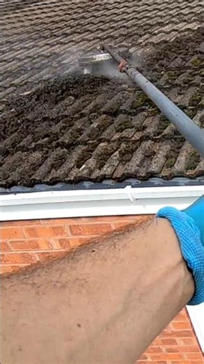 Moss removal - thick moss blasting off tiles