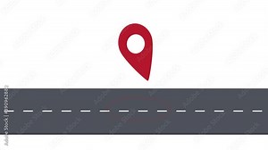 Animation of location arrows moving along the road, alpha channel enabled. The cartoon label Stock Video