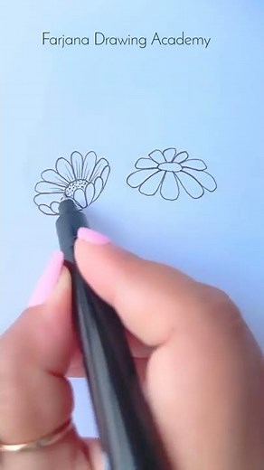 Easy flower drawing tutorial for beginners #CreativeArt #Satisfying
