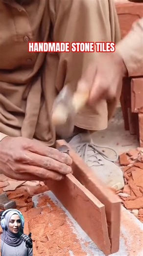 How Red Sandstone Tiles Are Made by Hand | Satisfying Stone Cutting Process