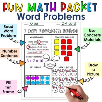 Winter Math Stations Word Problems Addition Within 10 Worksheets January No Prep